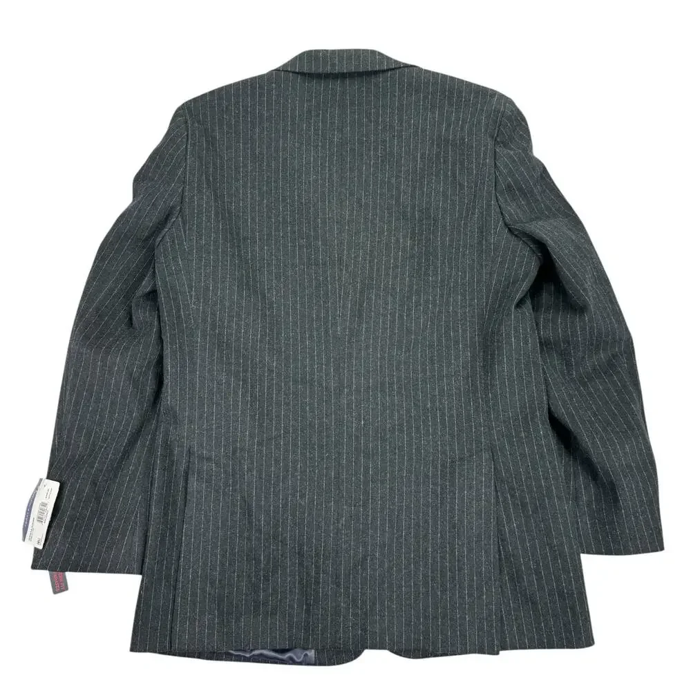Tommy Hilfiger Mens Modern Fit Cotton Blend Pinstripe Suit Jacket Charcoal 40L